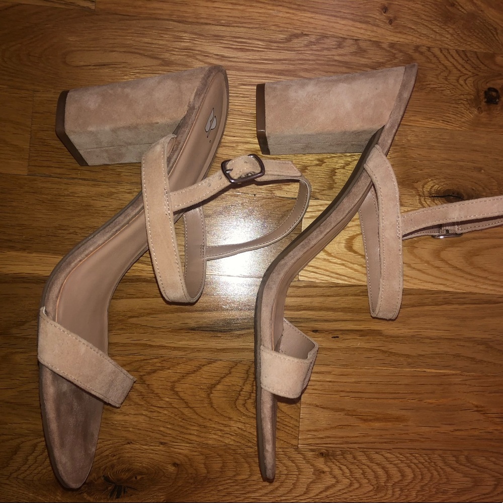 BP Lula Block Heel Slingback Sandal in Blush Suede